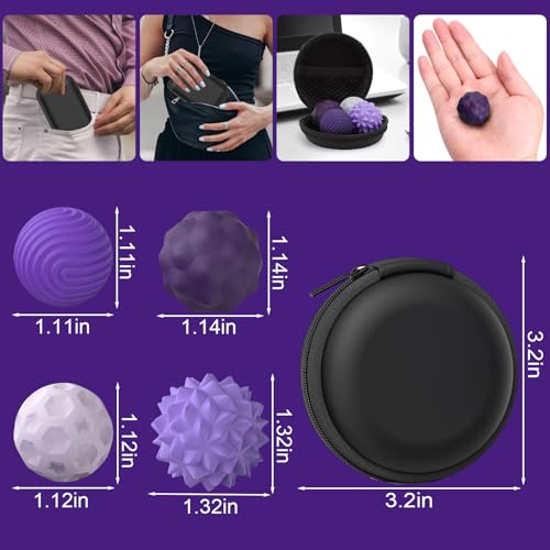 BUSOHA Silicone Fidget Balls 4 Pack - Stress Relief Sensory Toys