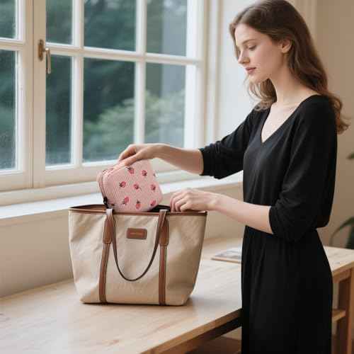 Small Makeup Bag for Purse,Mini Cosmetics Bag cute Zipper corduroy Cosmetic Pouch Storage Pouch Travel Toiletry Organizer for Women Girls(Smiley Face,Pink)