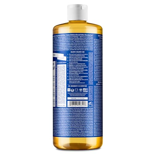 Dr. Bronner’s - Pure-Castile Liquid Soap (Peppermint, 25 ounce) - Made with Organic Oils, 18-in-1 Uses: Face, Body, Hair, Laundry, Pets and Dishes, Concentrated, Vegan, Non-GMO (2-Pack)