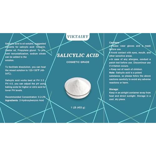 1 LB Salicylic Acid Powder Cosmetic Grade, Pure Original Ingredients for skin with no Additives, BHA Exfoliant for DIY Cleanser, Toner, Shampoo, Body Wash, Lotion