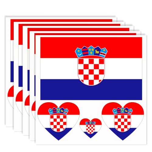 20 PCS Croatia Flag Temporary Tattoos Waterproof Stickers