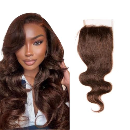 4x4 Brown Lace Closure Brazilian Virgin Hair 16 Inch