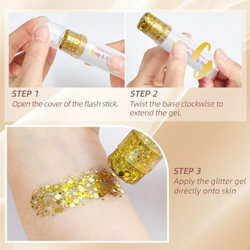 Red Glitter Stick for Body & Face - Waterproof Festival Makeup