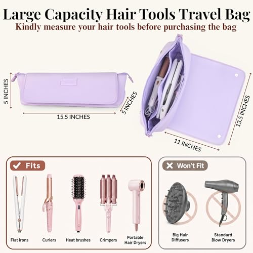 Hair Tool Travel Bag with Heat Resistant Mat 15.5" - Flat Iron Holder