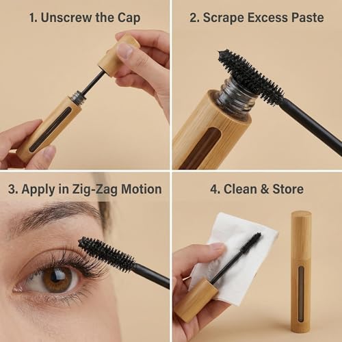 2Pcs 6ml Bamboo Mascara Tubes Refillable with Eyelash Wand