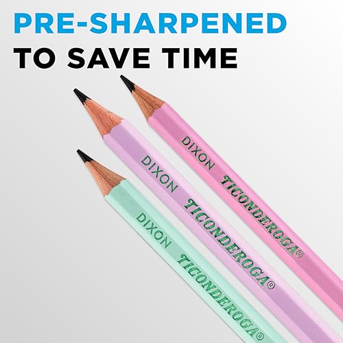 Ticonderoga Pastel Color #2 HB Pencils - Pre-Sharpened, 10 Count, Soft Lead