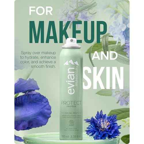 Evian Protect Facial Mist - Hydrating Mineral Water Face Spray with Aloe & Natural Extracts - Cooling Toner Mist for Face & Skin - Refreshing Facial Spray to Hydrate and Support Skin Barrier