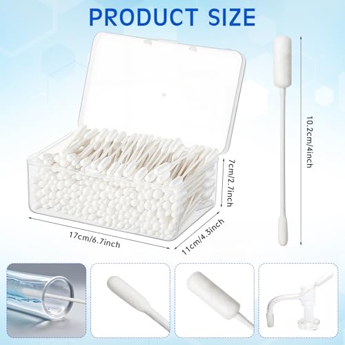 Lounsweer 200pcs Long Cotton Swabs with Storage Case 4'' Absorbent Double-Ended XL Cotton Buds with Large and Small Round Head Swabs for Dog Ear Cleaning, Gun Maintenance, Makeup, Pet Care
