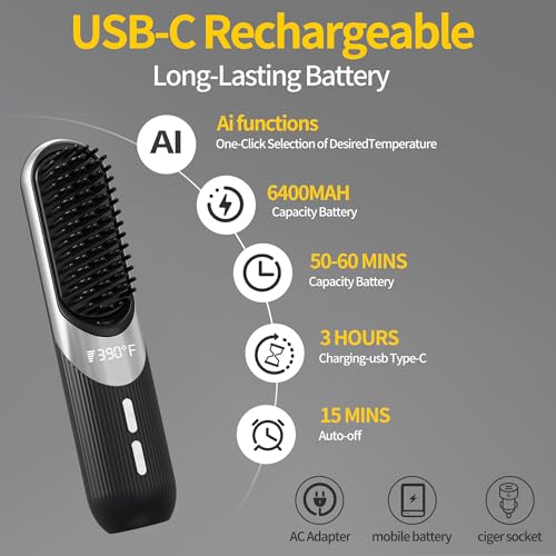 Cordless AI Hair Styler Brush 2-in-1 with Smart Memory