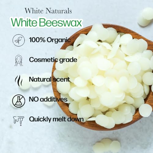 White Naturals White Beeswax Pellets 1 lb (16 oz), Pure, Natural, Cosmetic Grade, Bees Wax Pastilles, Triple Filtered, Great For DIY Lip Balms, Lotions, Candles