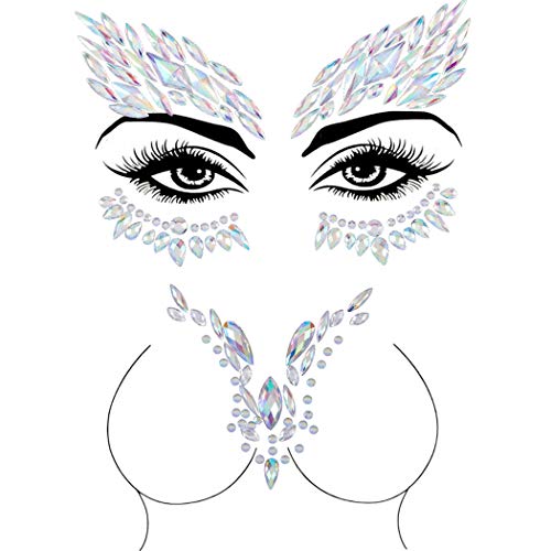 Rhinestone Face Jewels Stickers - Rave Festival Gem Chest Crystals