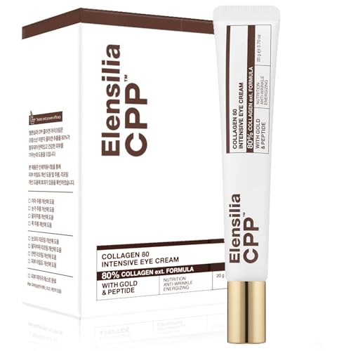 Elensilia 80% Collagen With Gold Peptides Eye Cream - Snail Secretion Filtrate + Matrixyl 3000 + Haloxyl For Wrinkles, Dark Circles, Moisturizer - Korean Skin Care, 0.7 fl.oz