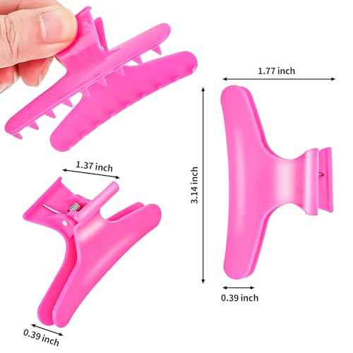 Hair Clips for Styling Sectioning 12 PCS Pink Hot Pink Butterfly Clamps Hair Claw Clips Pro Salon Hair Clips for Styling, Sectioning, Cutting and Coloring