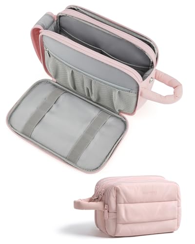BAGSMART Travel Toiletry Bag for Women - Large Waterproof Makeup Organizer, Pink