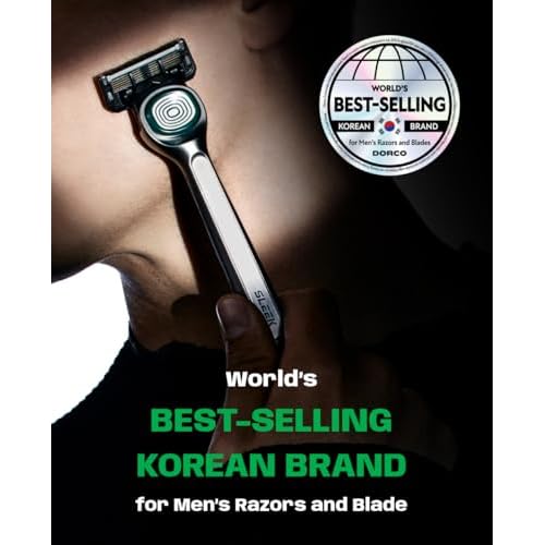 DORCO SLEEK 6 Blade Razor for Men with 7 Cartridges | Men's Cartridge Razors with Razor Handle and Smooth Shaving Blades | Men¡¯s Razors with Multi-Flex Technology