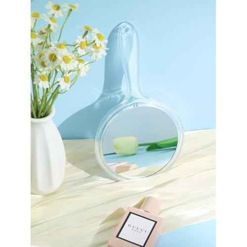 Hand Mirror, Double-Sided 1X/15X Magnifying Mirror with Handle, Acrylic, 8.3" L x 4.5" W, Clear, Pack of 1