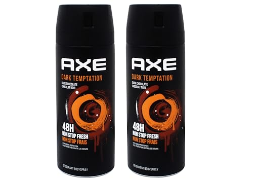 AXE Dark Temptation Body Spray for Men, 48H Odour Protection (4 oz, 2 Pack)