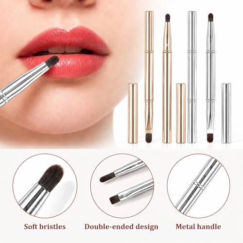2-Pack Retractable Lip Brush Dual-Ended Silver & Gold