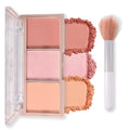 HHLTOH 3-Color Matte Blush Palette with Brush - Contour & Bronzer Makeup Set