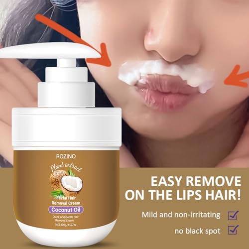 Coconut Oil Facial Hair Removal Cream for Sensitive Skin
