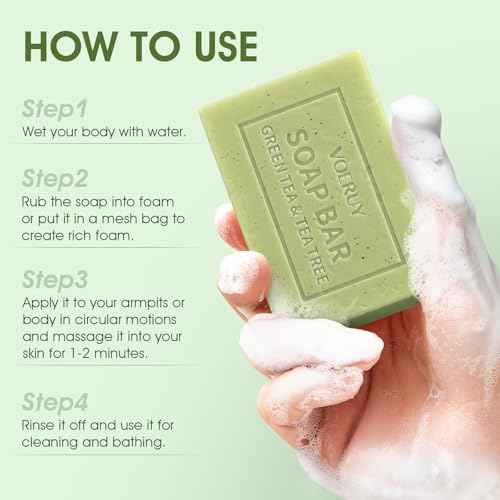 Underarm Detox Soap, 2 Pcs Armpit Detox Soap with Green Tea & Tea Tree, Charcoal & Mint for Eliminating Odor, Exfoliating, Moisturizing , Bar Soap for Legs, Knee, Feet, Hands Whole Body - 10 oz£¨280g£©