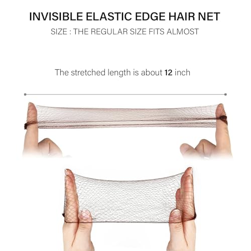 12 Inch Brown Hair Nets for Buns - Dance & Secure Bun Covers with Pins - Variation of THIS listing
