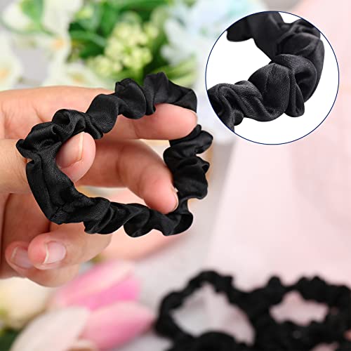 WILLBOND 30 Pcs Black Satin Hair Scrunchies for Women