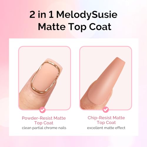 MelodySusie Matte Gel Top Coat 15ml - Chrome Powder Resistant UV Gel