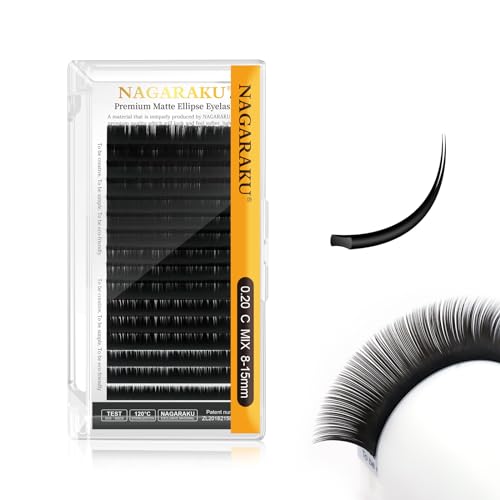 NAGARAKU Flat Ellipse Eyelash Extensions 0.20C 8-15mm Mix