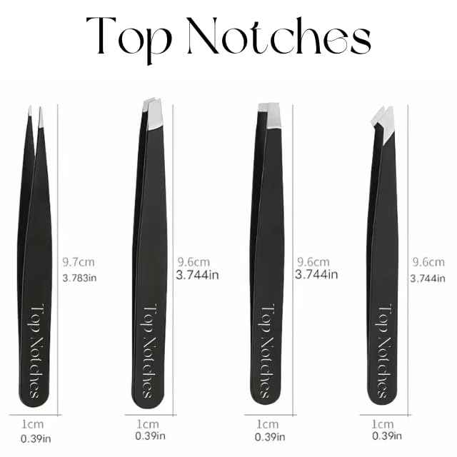 Top Notches Tweezer Set - High Grade Tweezers For Women And Men, Perfect For Eyebrows Facial Hair Ingrown Hair And Splinter Removal