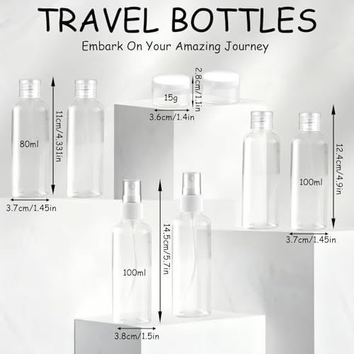 Travel Bottles Set TSA Approved Leak-Proof Reusable Cosmetic Containers