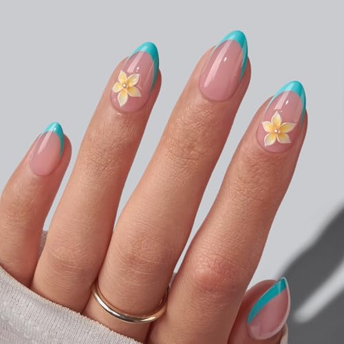 BTArtbox Blue Mojito Press On Nails - Short Almond 32Ct Kit
