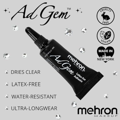 Mehron Makeup AdGem Adhesive | Latex-Free Body & Eyelash Glue for Rhinestones & False Lashes | Strong, Cosmetic Adhesive ? .17 fl oz (5 ml)