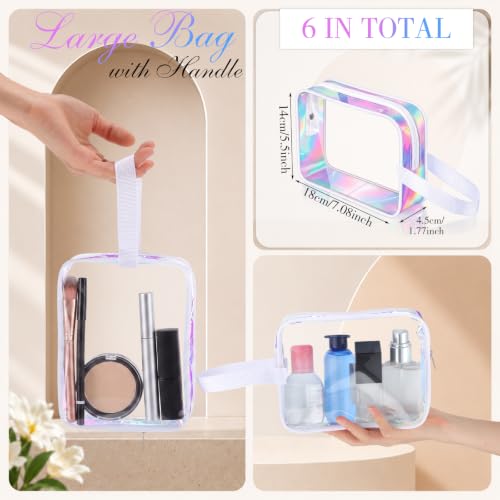 Silkfly Clear White 12-Pack PVC Travel Toiletry Bags with Handles, Zippered Cosmetic Pouches