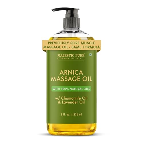 Majestic Pure Arnica Massage Oil 8 Fl Oz - Relaxing Body & Post-Workout Care