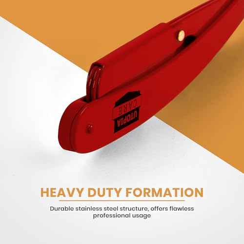 Utopia Care Professional Straight Razor for Men, Barber Straight Edge Razor Safety with 100 Pack Blades, Red