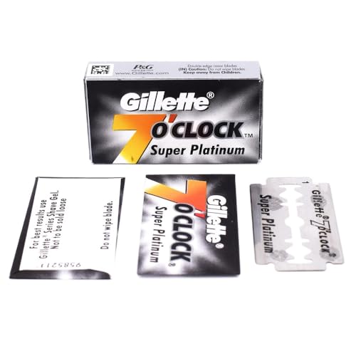 100 7 O'clock Super Platinum Double Edge Safety Razor Blades (20x5) - AKA 7'Oclock Black - Premium Blades on Display Card