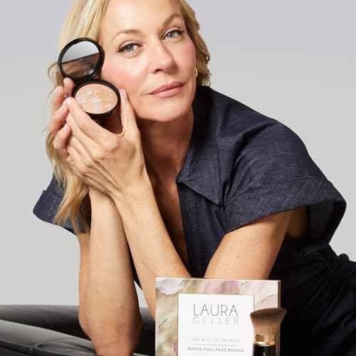 LAURA GELLER NEW YORK Baked Starter Kit: Fair, Best of the Best Full Face Palette + Baked Balance-n-Brighten Powder Foundation + Retractable Angled Kabuki Brush Set
