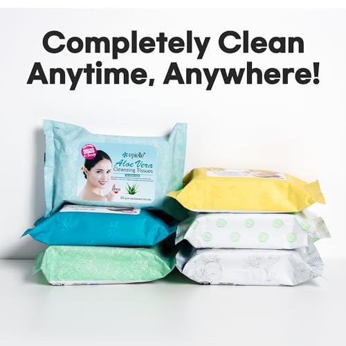 Epielle Makeup Remover Wipes Oil-Free & Hypoallergenic, Aloe Vera — 30 Sheets/Pack, Pack of 6