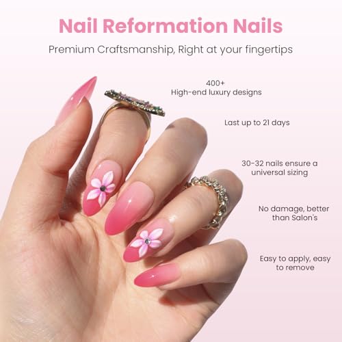 Nail Reformation Press On Nails - Tropical Orchid Ombré Medium Almond
