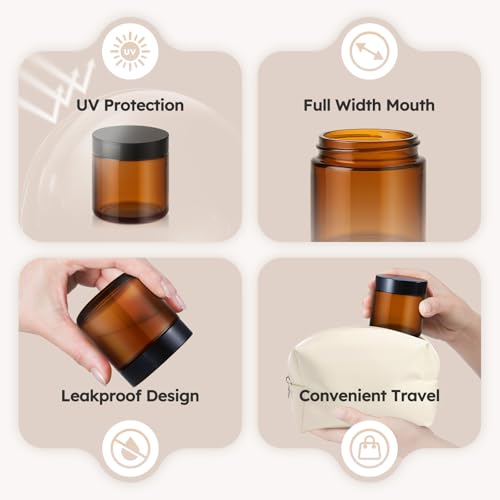 4 oz Amber Glass Jars with Lids, 24 Pack - Airtight