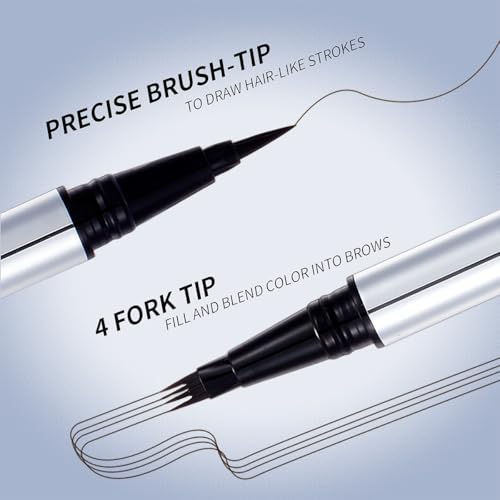 VaaKav Waterproof Eyebrow Pencil 2-in-1, Dark Brown