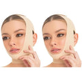 M&D Face Slimming Chin Strap Lipo Compression Garment Mentonera Postquir?rgica Facial Beige M (Pack of 2)