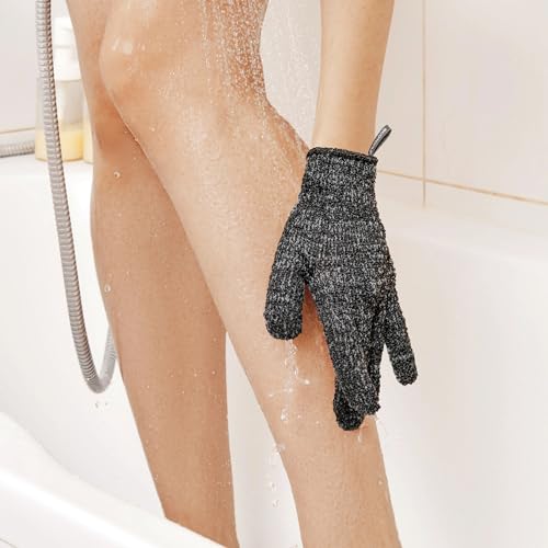 EcoTools Charcoal Bath + Shower Gloves, Exfoliating Gloves Remove Dead Skin & Cleanse Whole Body, Bath Gloves Infused With Charcoal To Scrub & Purify Skin, Cruelty Free, 1 Pair (2 Gloves) (Pack of 2)