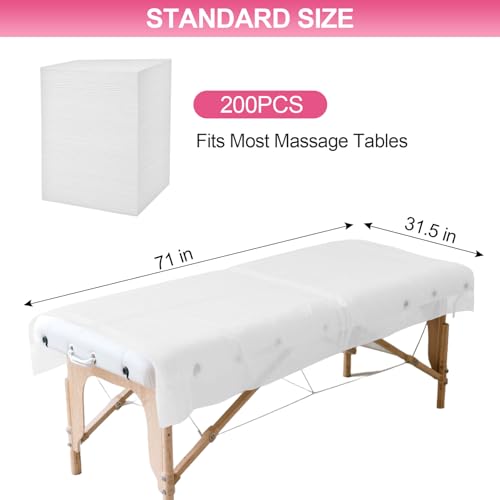 200 Piece Disposable Massage Table Sheets 31" x 71" White