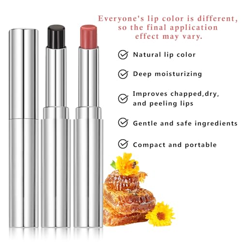 2PCS Honeynoir-Pink Honey Lipstick, Moisturizing Lip Color, Nourishing Lip Balm, Honey Noir Lipstick Suitable for All Skin Tones, Natural Lip Care, Long-Lasting Moisturization Non-Sticky