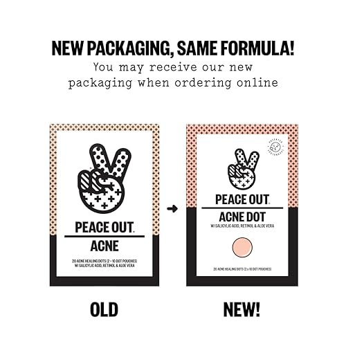 Peace Out Acne Healing Dots 20 Count - Hydrocolloid Pimple Patches for Fast Acne Relief