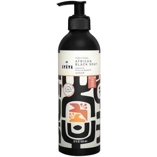 AYÉYA African Black Soap Liquid – Anti-Aging Face & Body Wash, 12 Fl Oz