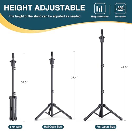 Adjustable Wig Stand with 22" Canvas Head - Tripod Display