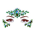 Green Face Gems Stick On Emerald Rhinestones Self Adhesive